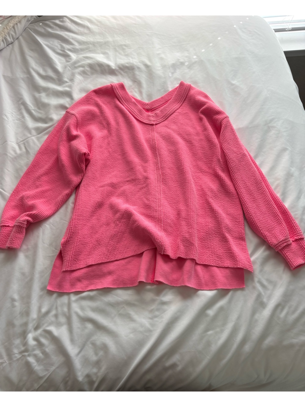 aerie Pink waffle knot Scoop Neck Sweater